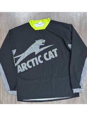 Arctic Cat Mens Large Long Sleeve Jersey Shirt Graphic Black Green Arcticwear